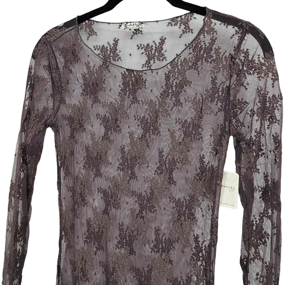 Free People Lady Lux Maxi Slip Dress Dark Gull Grey Sheer Lace Layering XS NWT - Picture 6 of 14